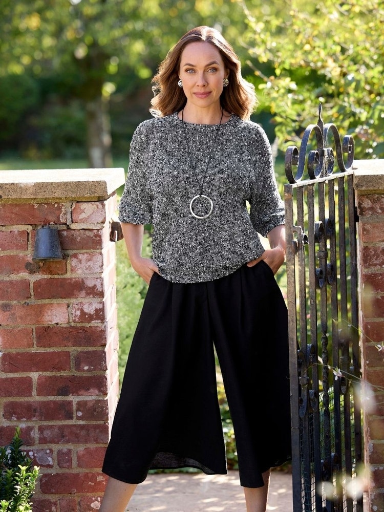 Culotte aus Webstoff mit weitem Bein