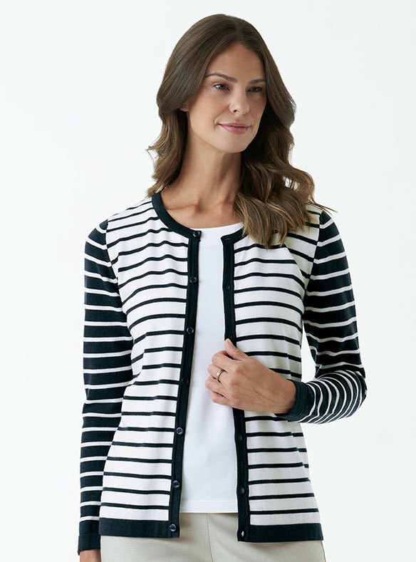 Gestreifter Cardigan aus Merinowolle