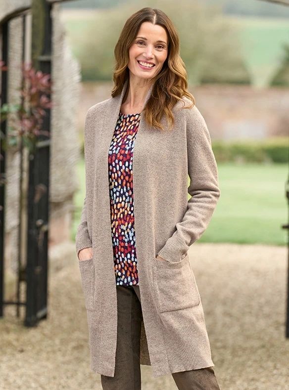 Langer Cardigan aus Lambswool