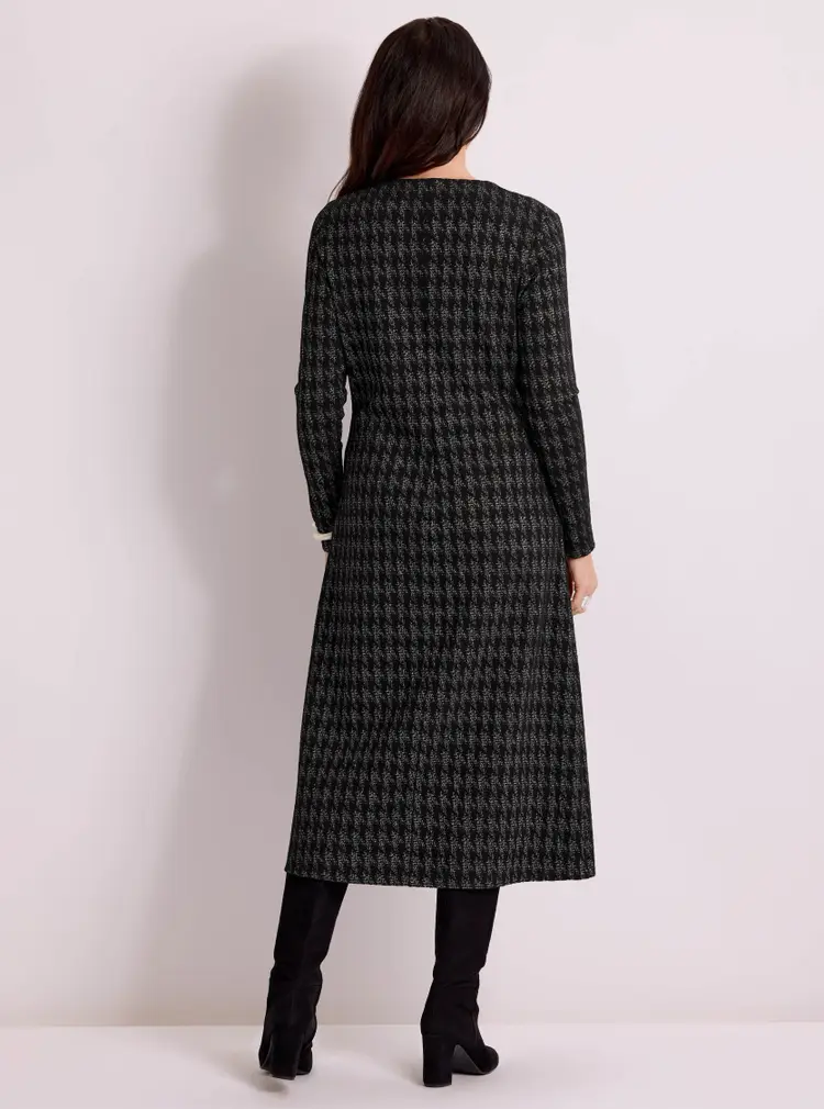 Jacquard-Kleid mit schimmerndem Hahnentrittmuster