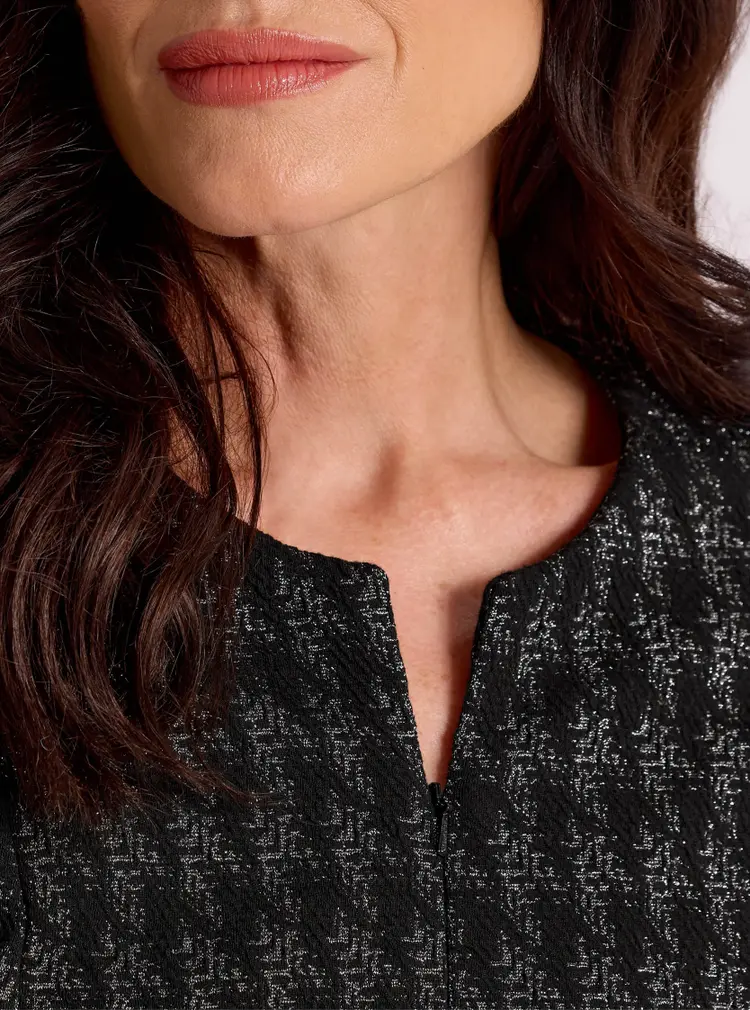 Jacquard-Kleid mit schimmerndem Hahnentrittmuster
