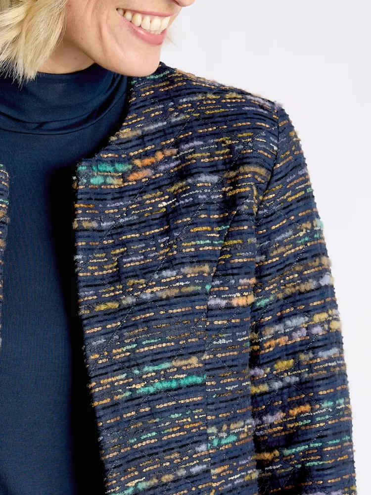 Kragenlose Jacke mit Satinfutter