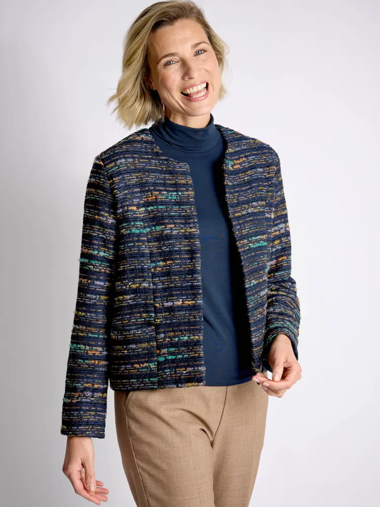 Kragenlose Jacke mit Satinfutter