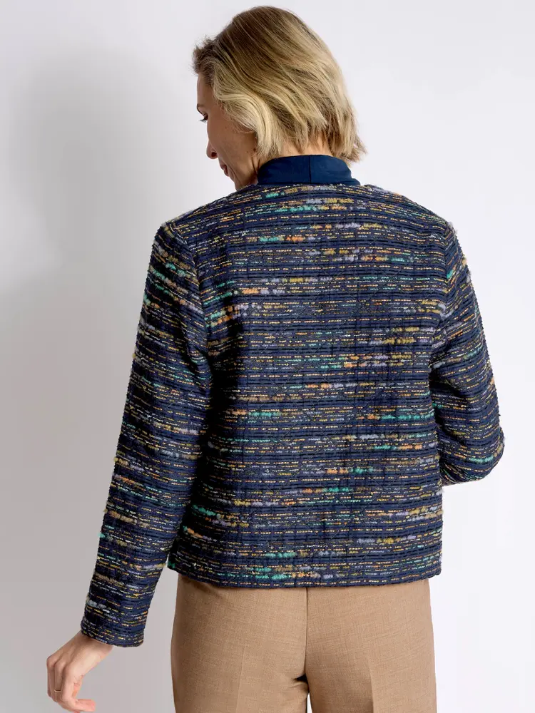 Kragenlose Jacke mit Satinfutter