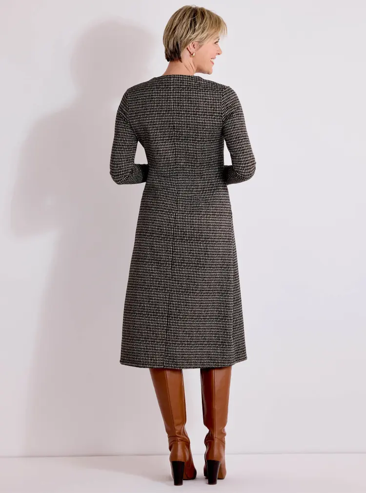 Langärmliges Jacquard-Kleid mit Reißverschluss
