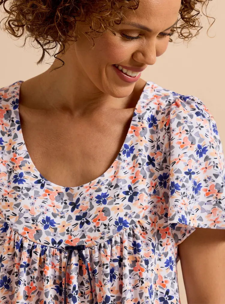Nachtkleid aus Jersey mit kurzen Ärmeln